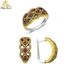 Gümüş Otantik Taşlı Set